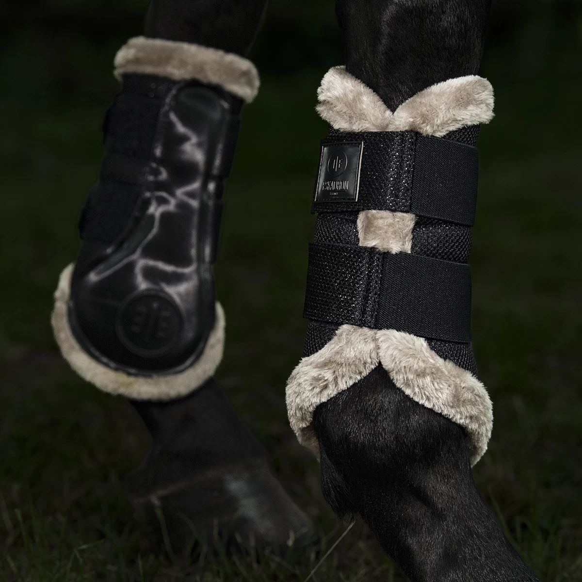 Beenbeschermers Eskadron Essence Glitter Mesh Faux Fur Zwart - Afbeelding 2