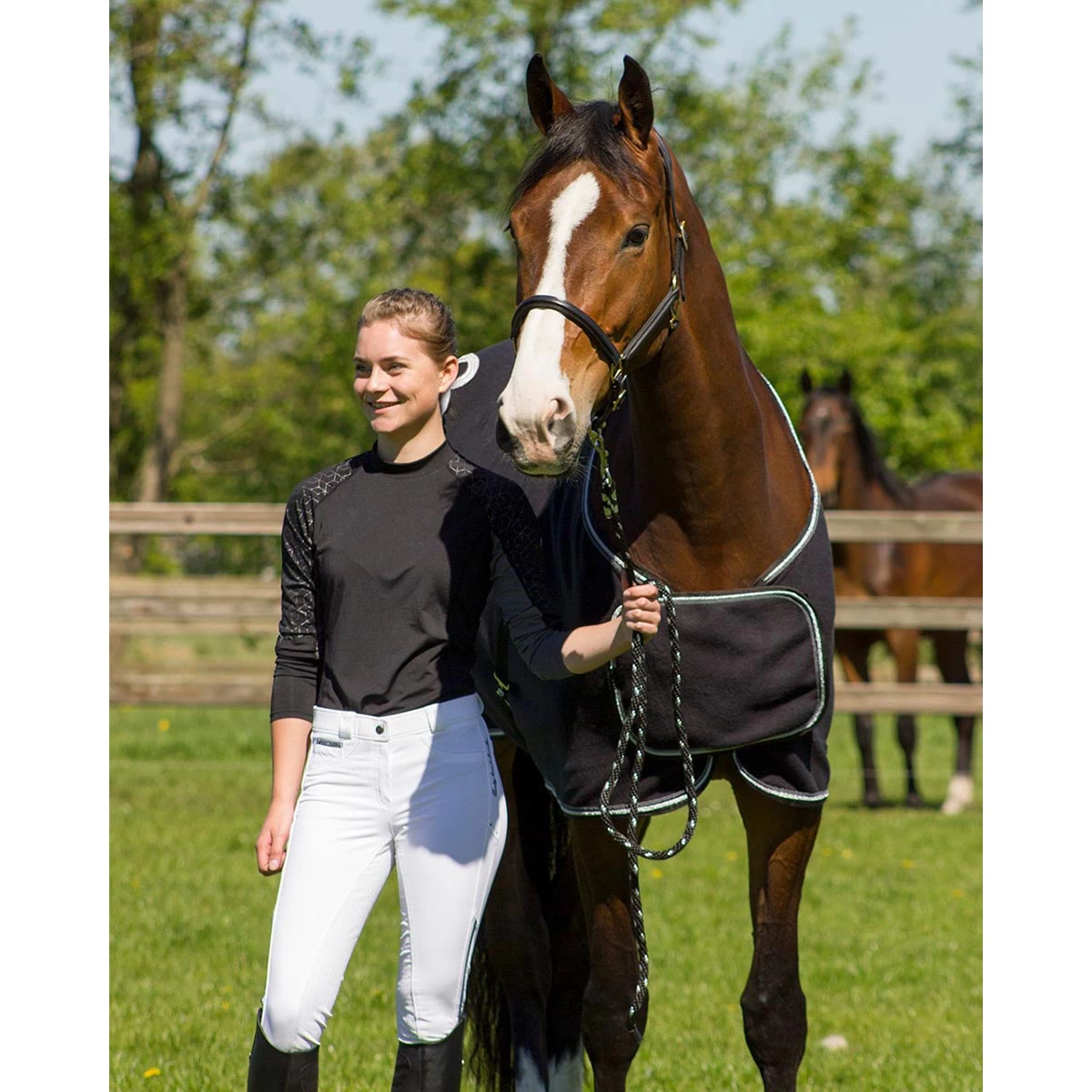 Deken QHP Eldorado Fleece Donkerblauw - Afbeelding 5