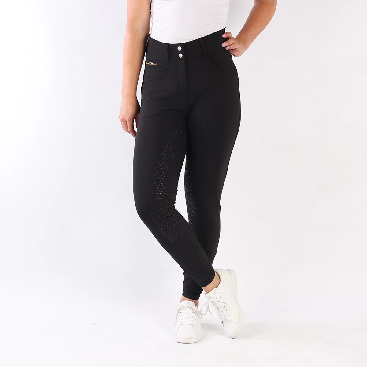 Rijbroek Harry's Horse Malagna Full Grip Zwart - Afbeelding 2