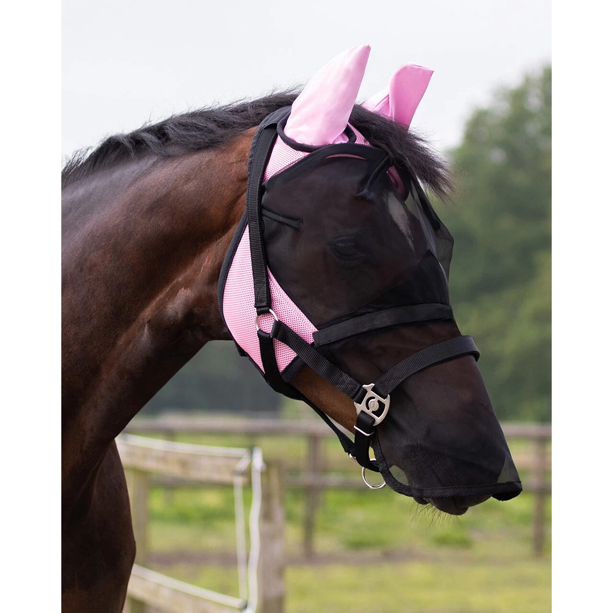 Vliegenmasker QHP Met Afneembare Neusflap Roze